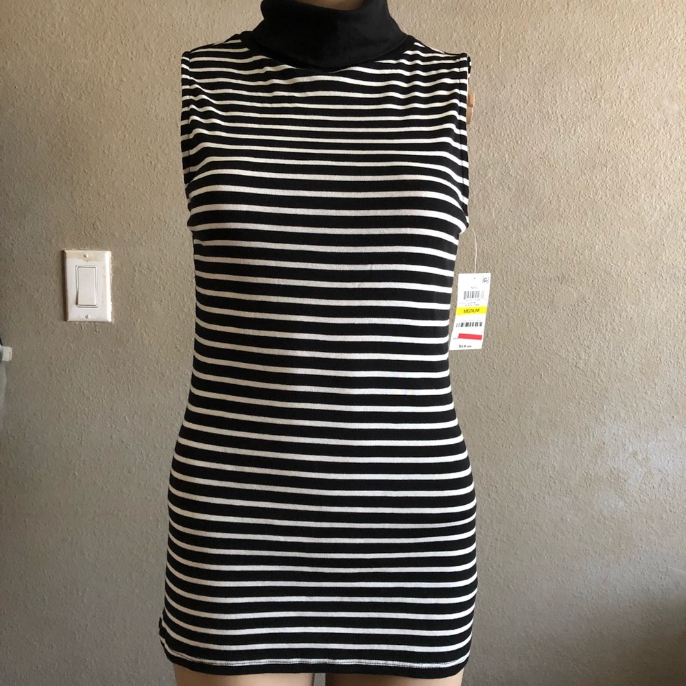 Maison Jules l Womens B/w Striped Turtleneck